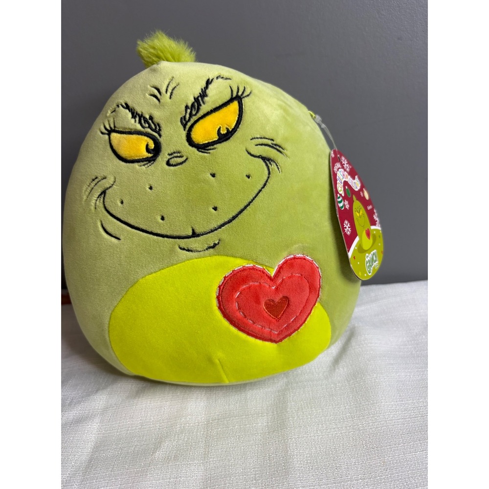 Squishmallows The Grinch Dr Seuss Christmas Plush Kellytoy Green Heart NWT